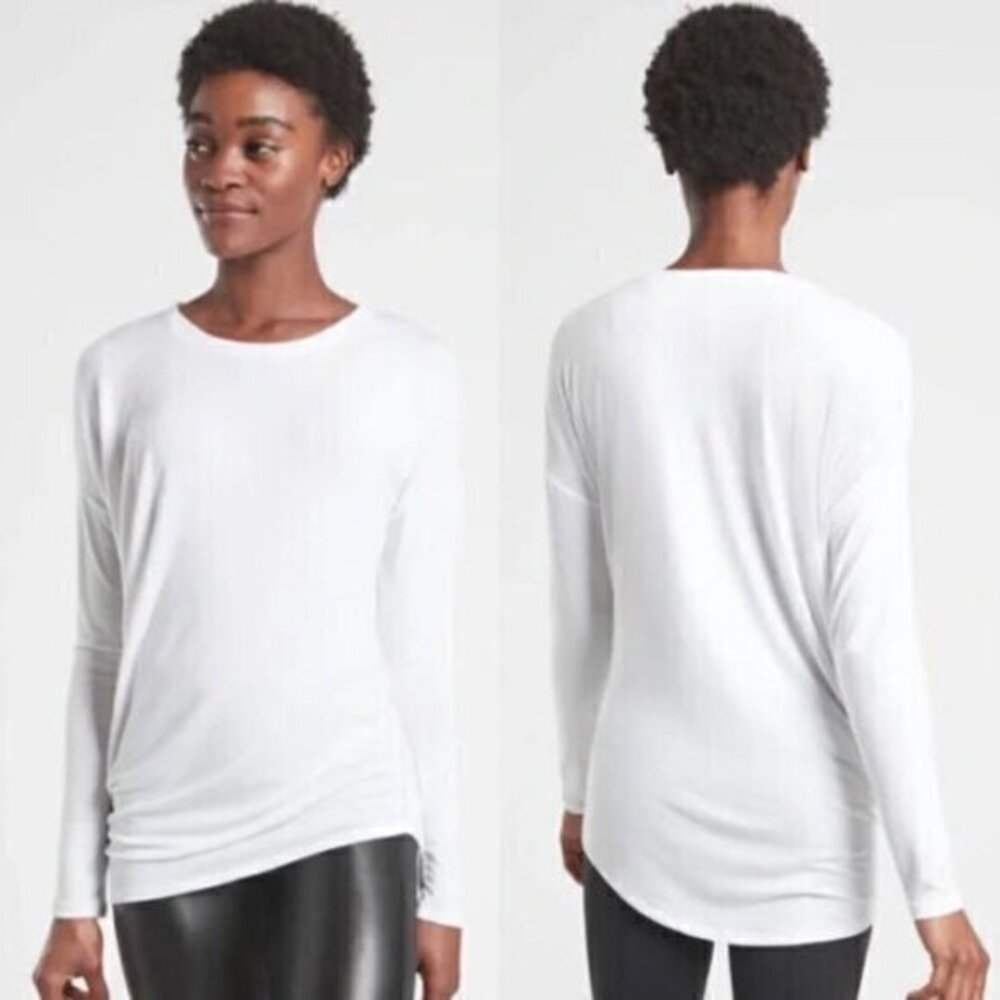 Athleta Cloudlight Restore White Asymmetrical Long Sleeve Top M